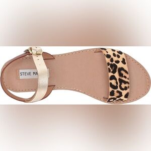 Steve Madden Donddi Leopard Animal Print Gold Strap Flat